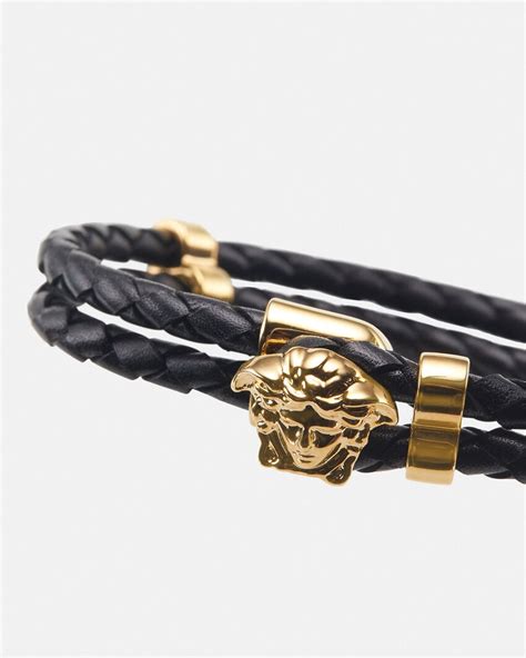 versace braided leather strap.